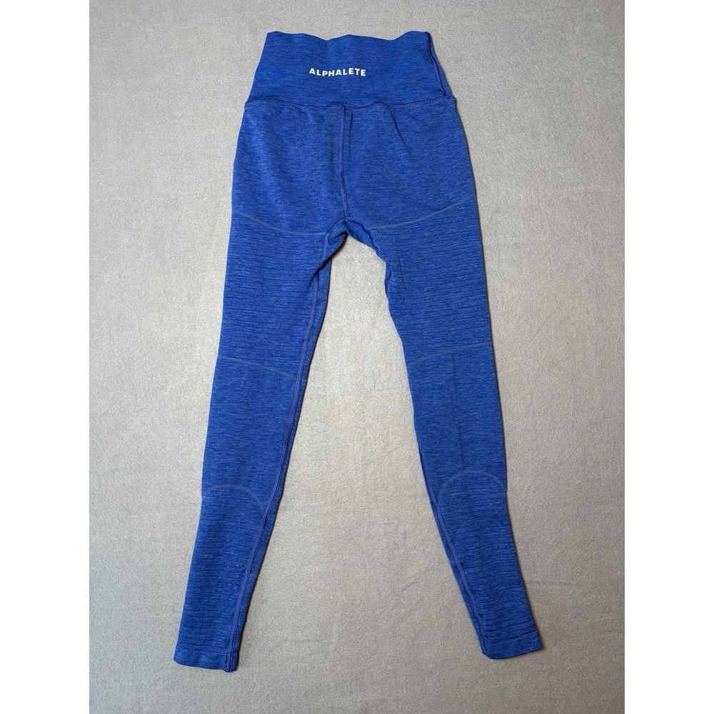 Alphalete Blue High Waist Ribbed Workout Gym Leggings Women's Size SMALL